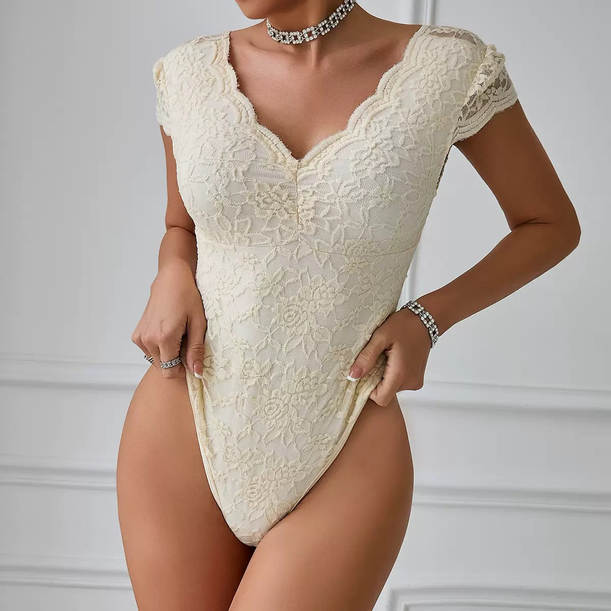 Women’s Sexy Lace V-Neck Bodysuit